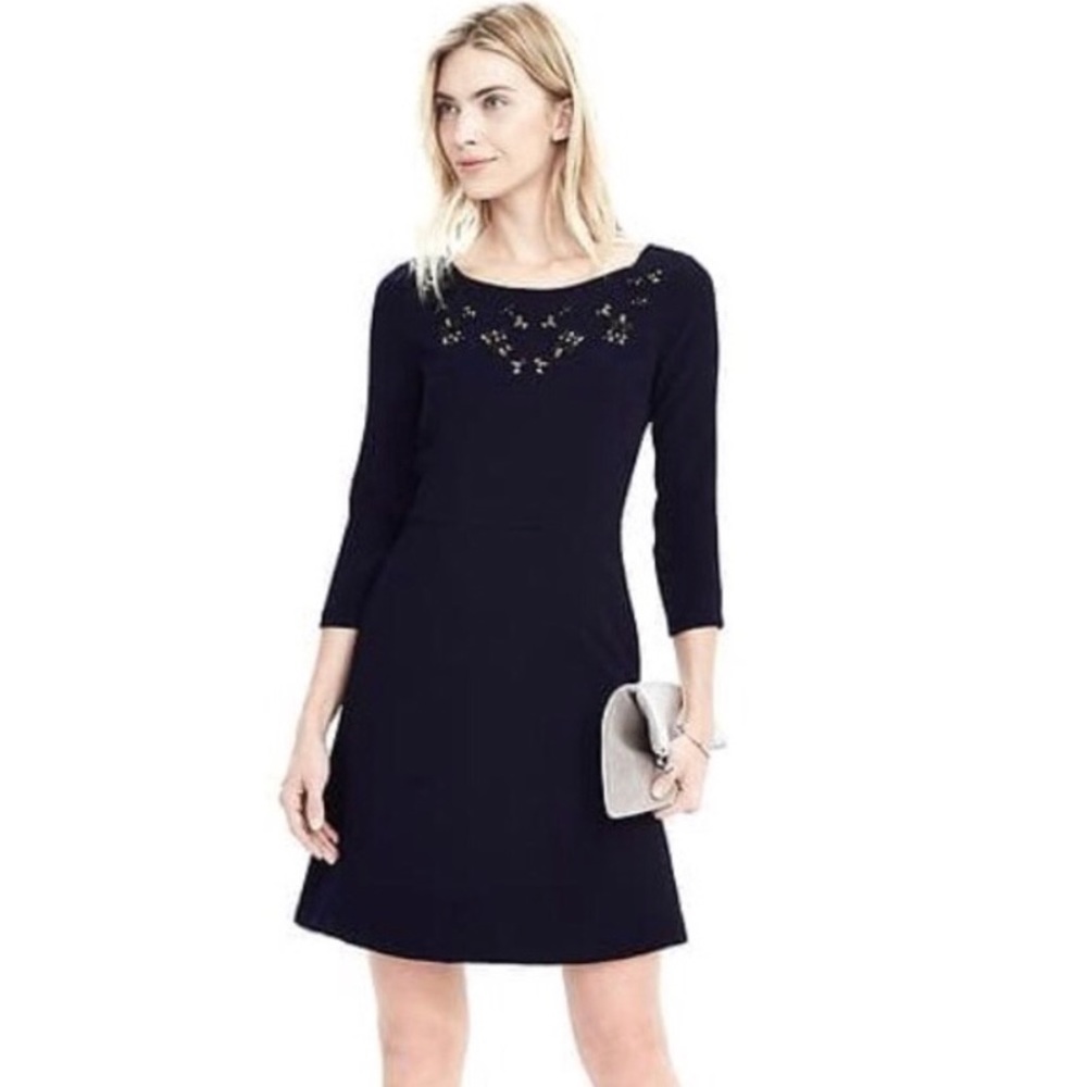 NWT Banana Republic Embellished Crepe Dress